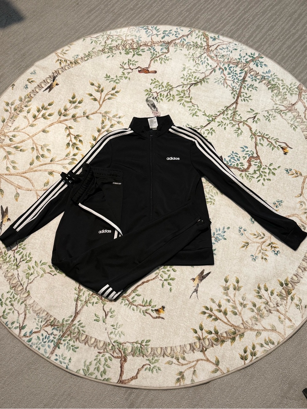 Old School Black Track Suit with White 3-Stripe Detail